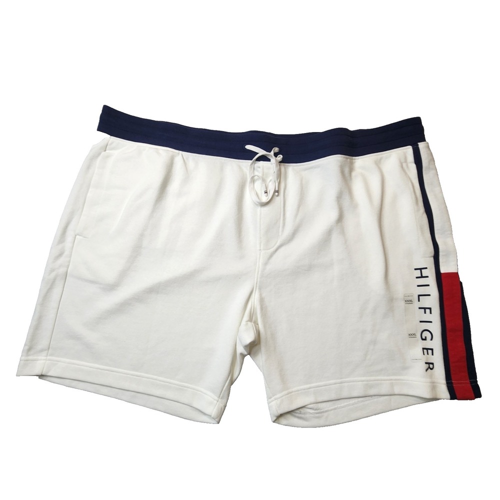 Tommy Hilfiger Men's Sweat Shorts Drawstring Waist Graphic Logo White 3XL OEM
